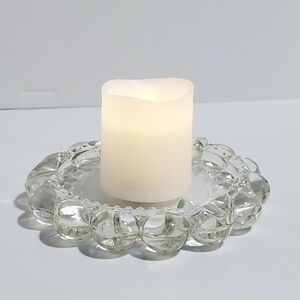 Vintage depression pressed glass bubble ashtray clear round